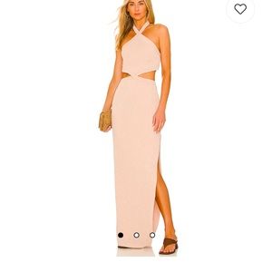 NWT REVOLVE RUMER CASSIDY nude maxi dress size Small.